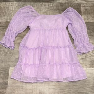 Altar'd State Lavender Long Sleeve Tiered Dress